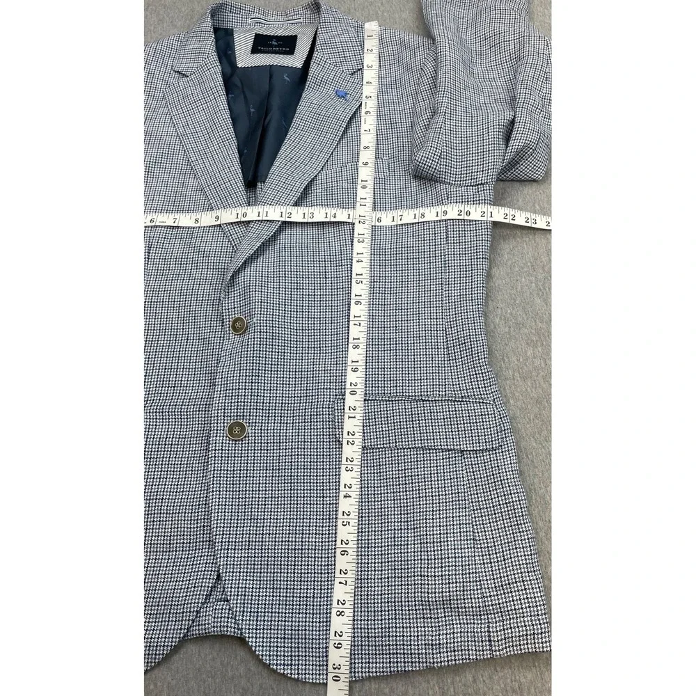 Tailorbyrd Blazer Mens 40R Micro Houndstooth 100% Linen 2-Button Single Breast